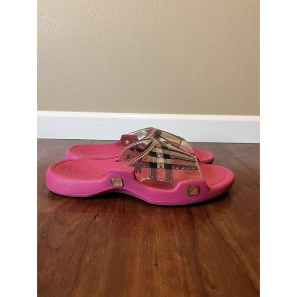 Burberry Women's Pink Check Slide Sandals Size 39 US 8.5 - 9 - Picture 2 of 12